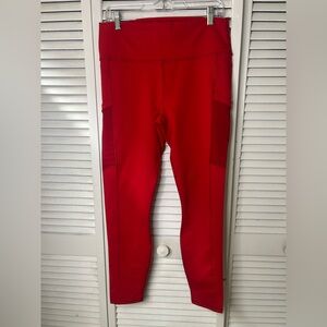 Fabletics On The Go Red Athletic Leggings with Side Pockets Size XL